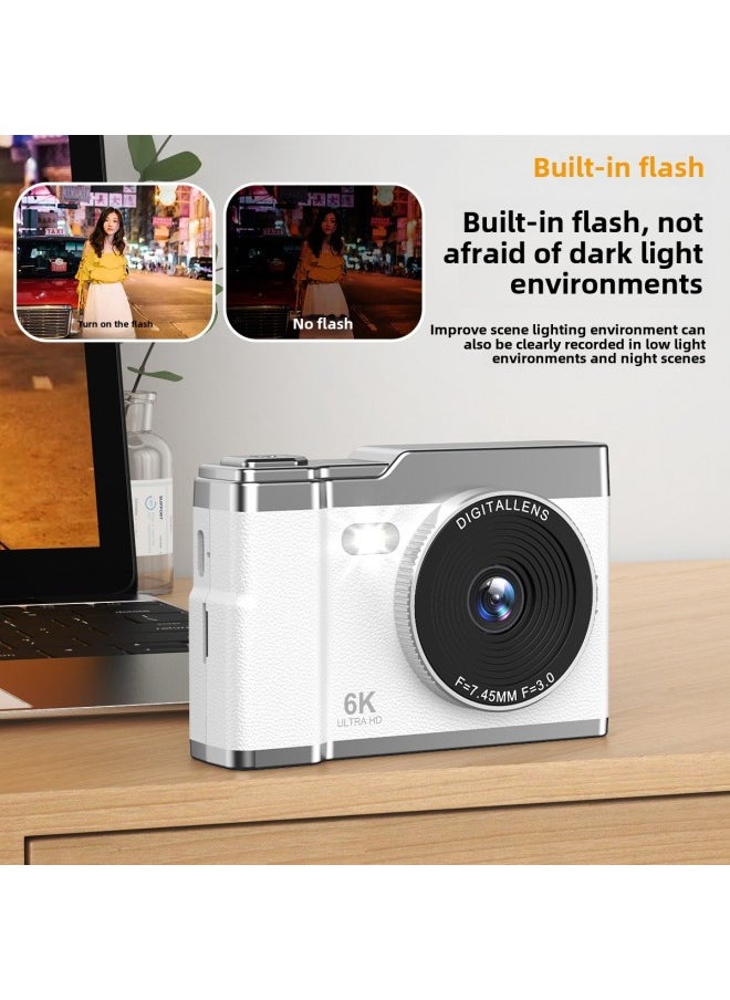 Generic CCD Camera Student Party Beginner Girl's Portable Small HD Travel Digital Camera Retro Special Cdd Camera-Body Color:6400w White + Front And Rear Shooting + Fill Light + 2.8inch Screen - Official Standard  - Image 4