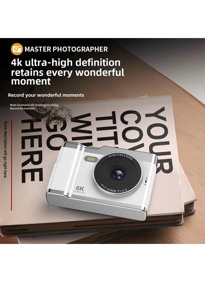 Generic CCD Camera Student Party Beginner Girl's Portable Small HD Travel Digital Camera Retro Special Cdd Camera-Body Color:6400w White + Front And Rear Shooting + Fill Light + 2.8inch Screen - Official Standard  - Image 3
