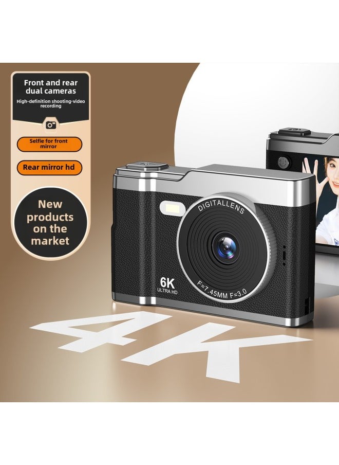 Generic CCD Camera Student Party Beginner Girl's Portable Small HD Travel Digital Camera Retro Special Cdd Camera-Body Color:6400w White + Front And Rear Shooting + Fill Light + 2.8inch Screen - Official Standard  - Image 5