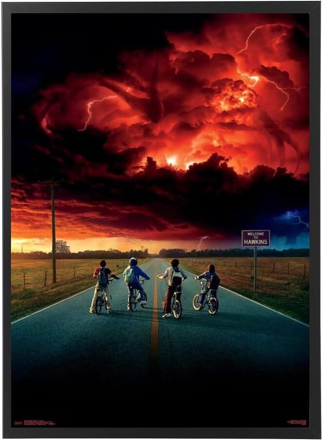 PosterArtNow Artwork frame for stranger things Netflix with black wooden frame, it can be held in the wall