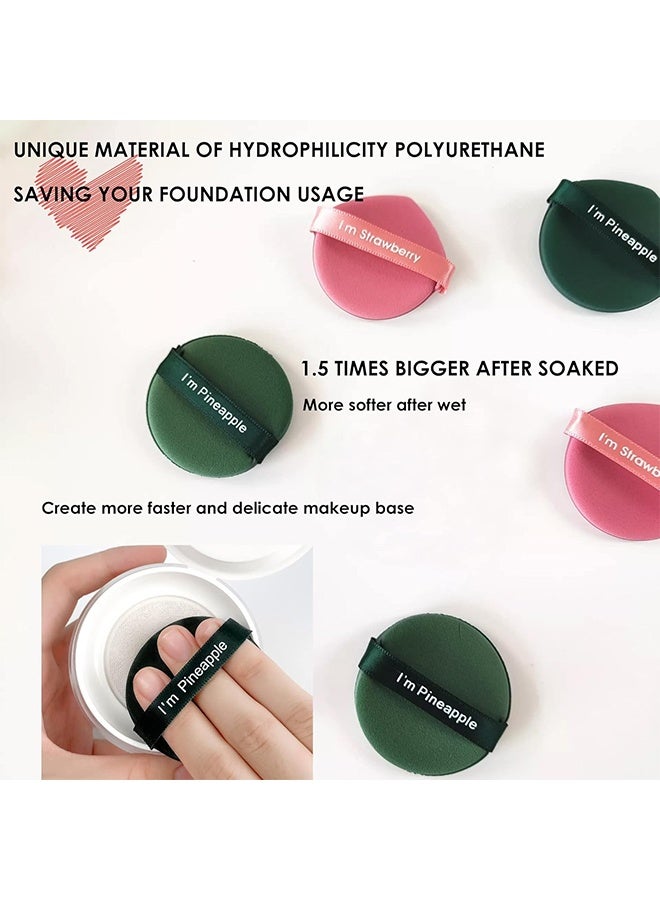 مجموعة إسفنجات مكياج ناعمة 7 قطع مع علبة تخزين - دائرية، إسفنجة قابلة لإعادة الاستخدام لمؤسسة السائل والبودرة - رطبة وجافة، غير مصنوعة من اللاتكس (فراولة-دائرية) - Image 4
