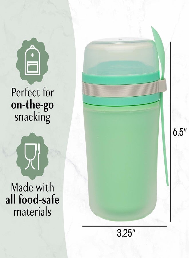 Goodful Double Wall Insulated Yogurt Container, Leak Proof Food Storage, Snack Container with Reusable Plastic Spoon, Microwave Safe, Dishwasher safe, Freezer Safe, 14-Ounce, Green - Image 5