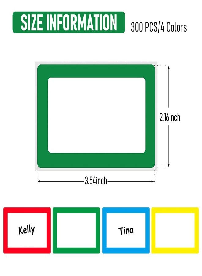 Climberty® 300 Sheet Colored Label Stickers, 4 Colors Name Tag Sticker, 3.5"x2.3" Self Adhesive Tags for Office, School, Classroom, Meeting, Kindergarten, Parties, Warehouses, Clothes and Mailing - Image 2