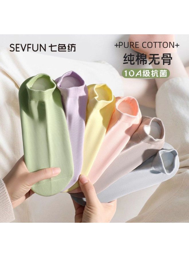 Seven Color Spinning Li Qin Endorsed 100% Cotton Camellia Scented Deodorant Women's No-show Socks Autumn Winter Breathable Short Socks