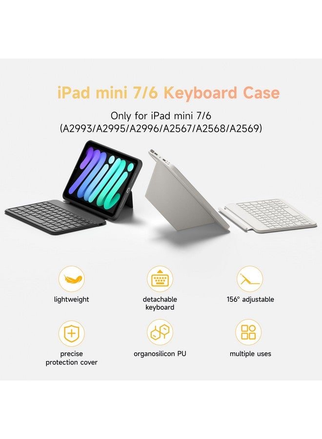 هوو حافظة لوحة مفاتيح HOU لجهاز iPad Mini 7/6، حامل قابل للتعديل بزاوية 156 درجة، حافظة حماية كاملة قابلة للفصل لجهاز iPad Mini 7/6، 11 مفتاح اختصار، إضاءة خلفية 7 ألوان، سيليكون بولي يوريثان، متعددة الوظائف، بلوتوث  - Image 2