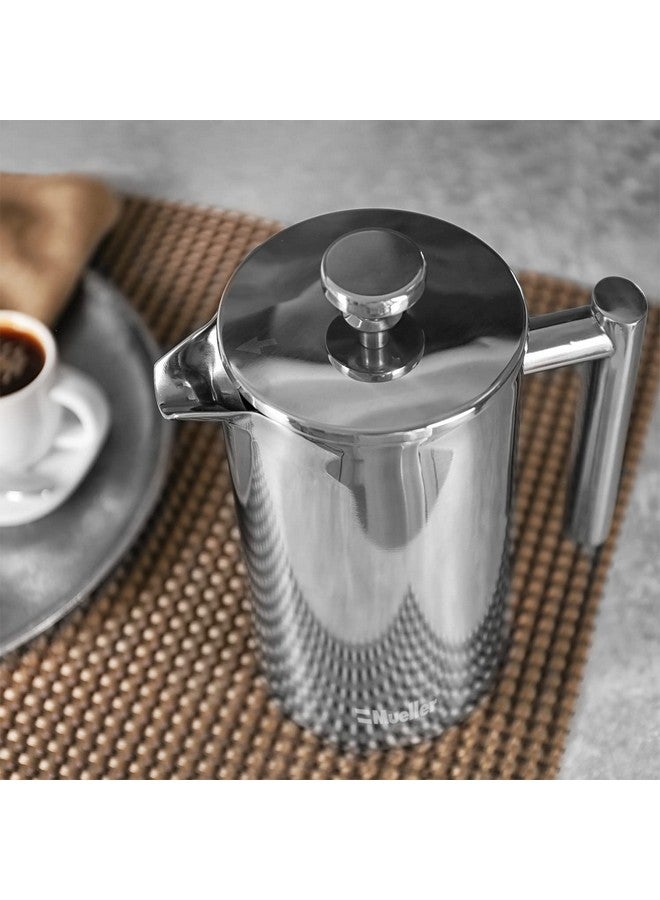 Mueller French Press Coffee Maker 34Oz, Stainless Steel French Press Coffee, 4 Filter Heat Resistant Double Insulated, Rust-Free, Food Grade, Dishwasher Safe Coffee Pot - Image 5