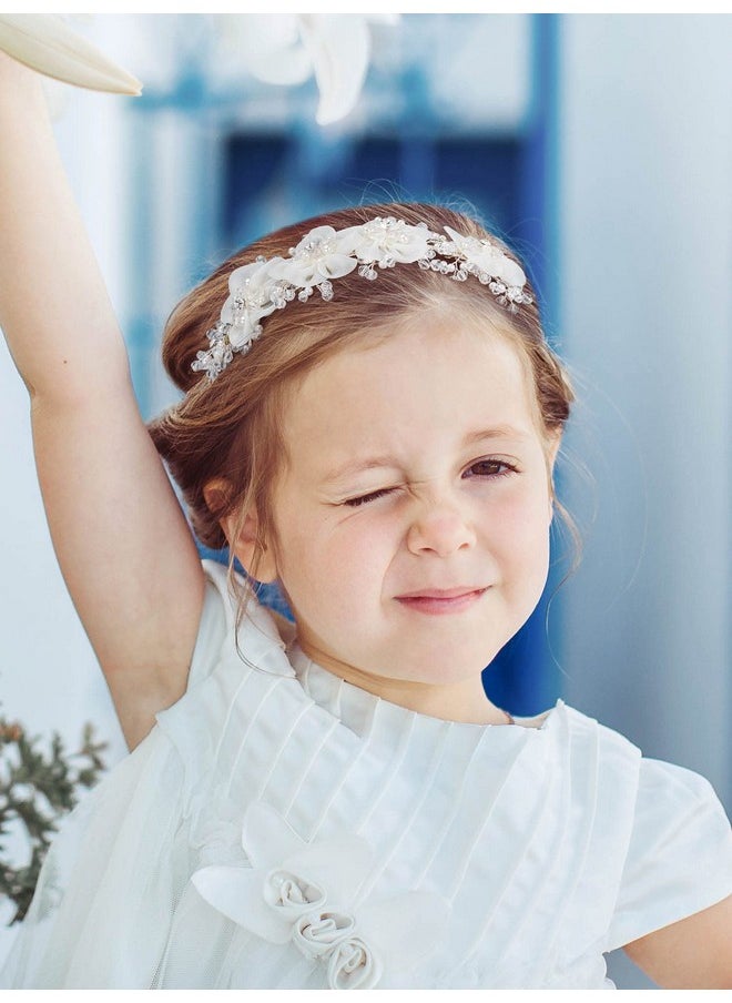 SWEETV Weetv Flower Girl Headpiece For Wedding Communion Headpiece For Girls Princess Headband For Girls Hair Accessories For Birthday Party  - Image 5