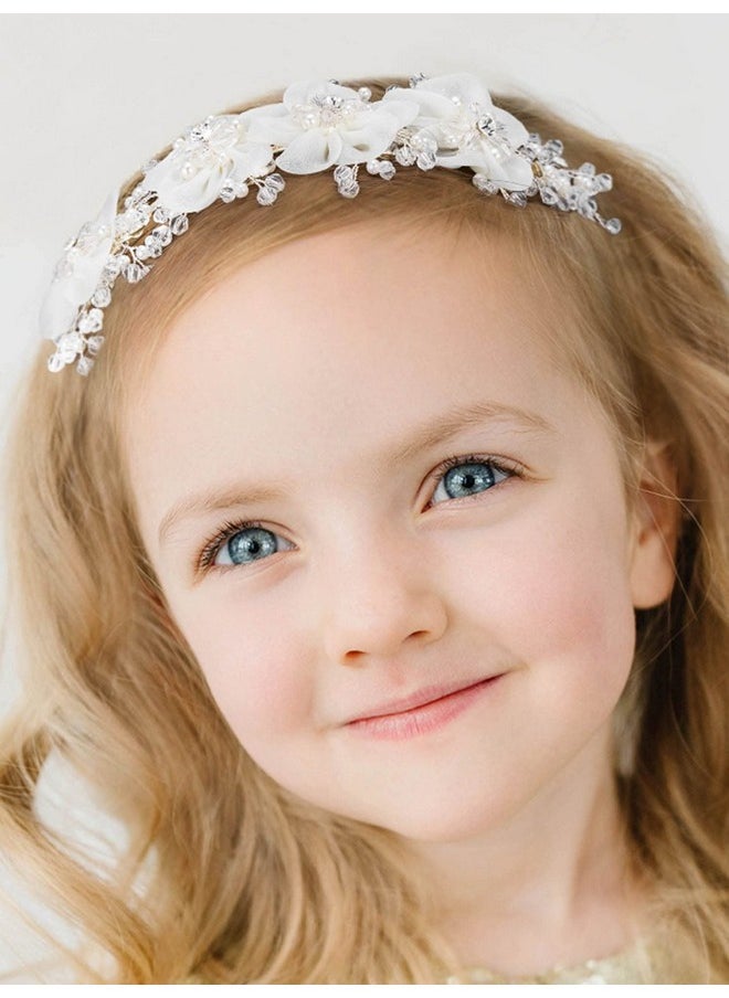 SWEETV Weetv Flower Girl Headpiece For Wedding Communion Headpiece For Girls Princess Headband For Girls Hair Accessories For Birthday Party  - Image 3