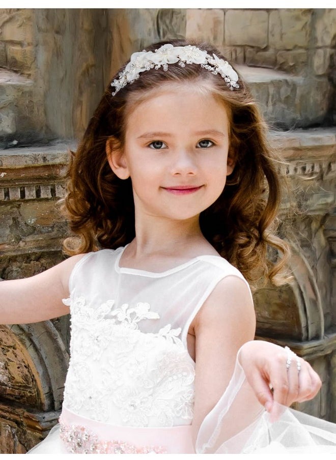 SWEETV Weetv Flower Girl Headpiece For Wedding Communion Headpiece For Girls Princess Headband For Girls Hair Accessories For Birthday Party  - Image 4