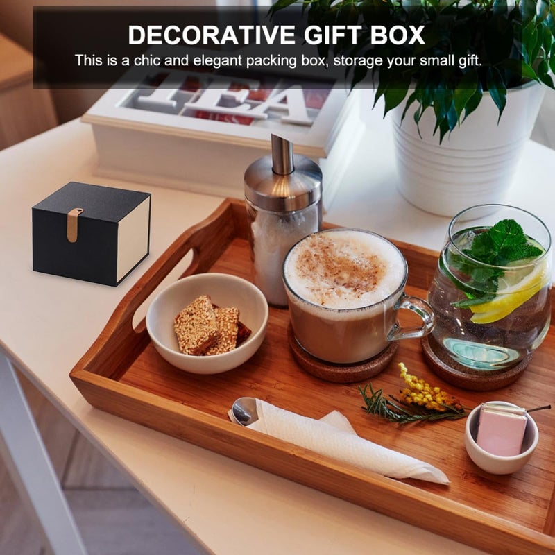 SEWCHICS Purple Clay Teapot Box Set with Leather Strap Blue Fabric Cover 11x11x10cm Teaware Storage Box for Tea Lovers Decorative Packaging Case for Home and Office - Image 5