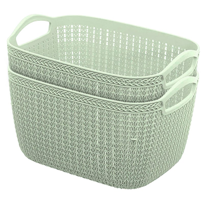 Kuber Industries Q-5 Multiuses Designer Unbreakable Plastic Storage Basket/Organizer/Bin For Home, Kitchen, Bathroom, Office Use Pack of 2 (Green)-50KM01623 - Image 1