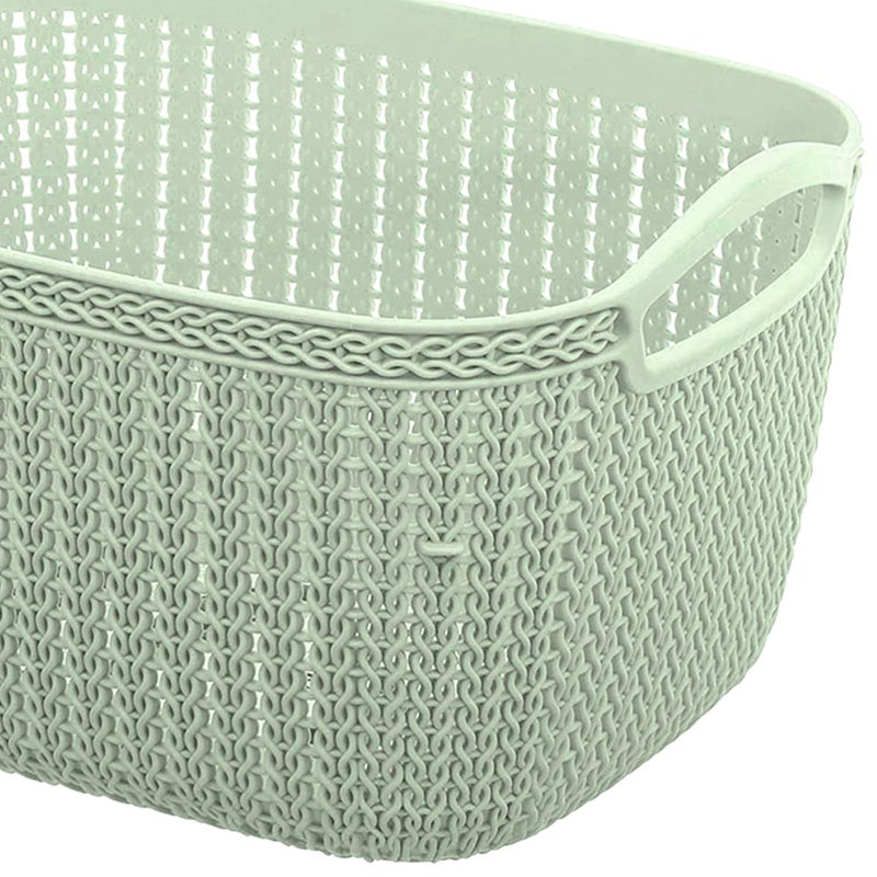 Kuber Industries Q-5 Multiuses Designer Unbreakable Plastic Storage Basket/Organizer/Bin For Home, Kitchen, Bathroom, Office Use Pack of 2 (Green)-50KM01623 - Image 5