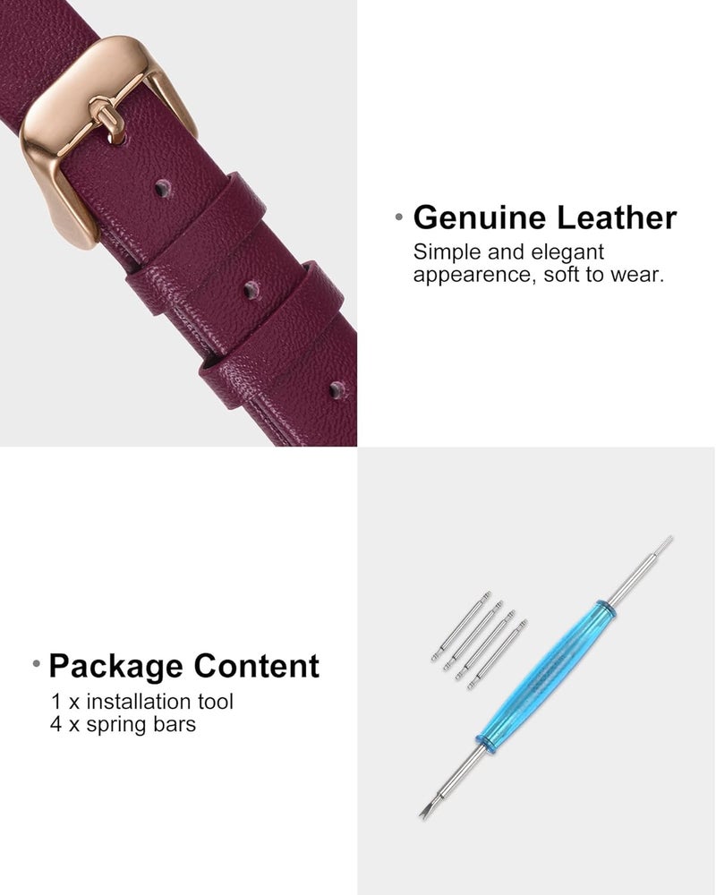 QUARKZMAN Leather Watch Strap Watch Leather Strap Watch Straps Flat Thin Elegant Leather Watch Strap Buckle for Smartwatch Men Women Men Women - Image 3
