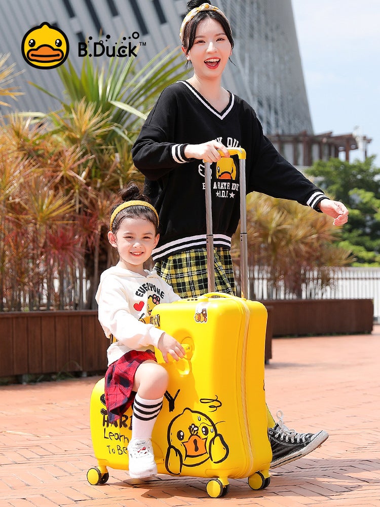 B.Duck Kids Cartoon Ride-On Suitcase with Wheels - Image 2