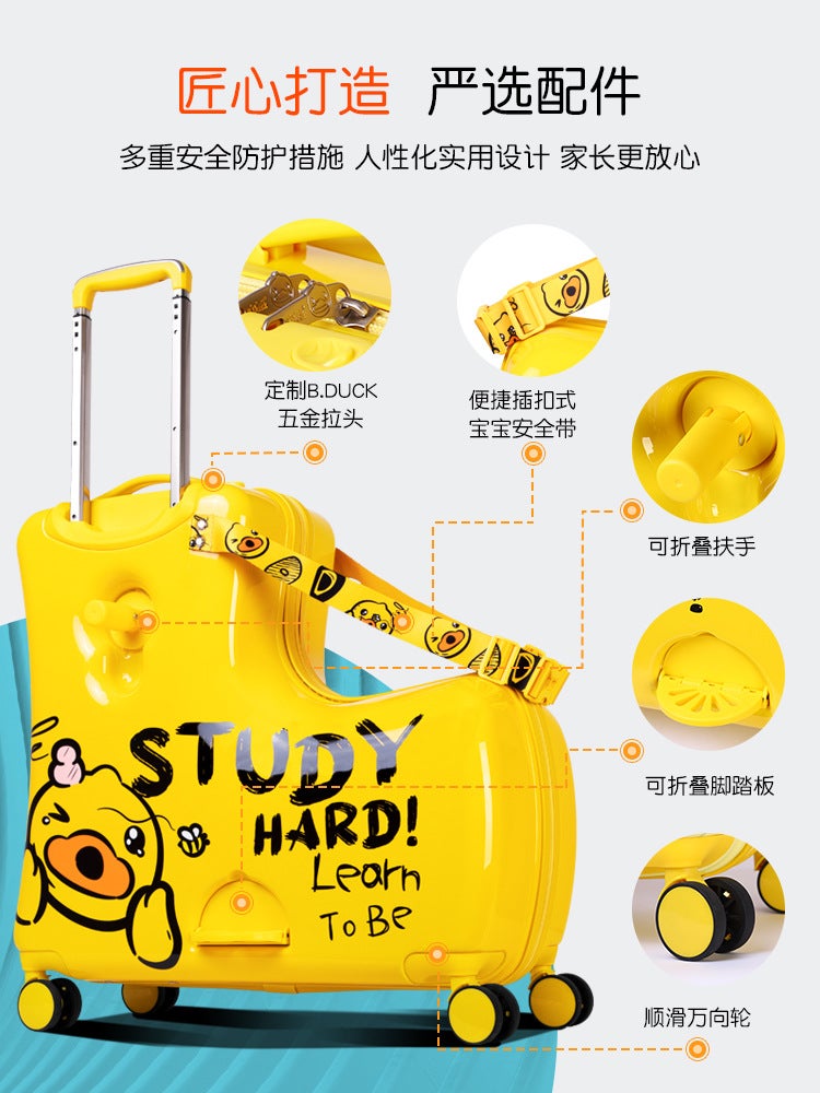 B.Duck Kids Cartoon Ride-On Suitcase with Wheels - Image 5