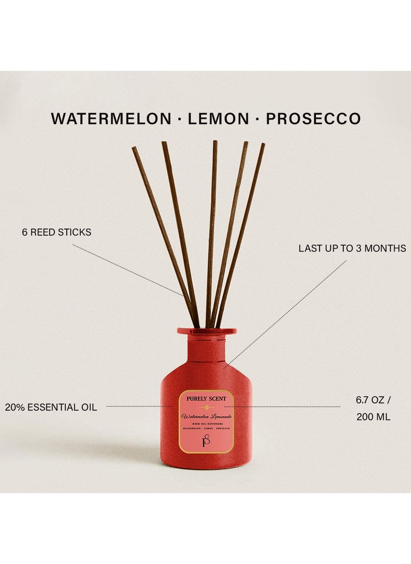 Watermelon Lemonade Reed Oil Diffuser, 6 Reed Sticks, Aromatherapy, Fragrant Diffuser, Lasts Upto 3 Months, 6.7 Fl Oz/200 ML