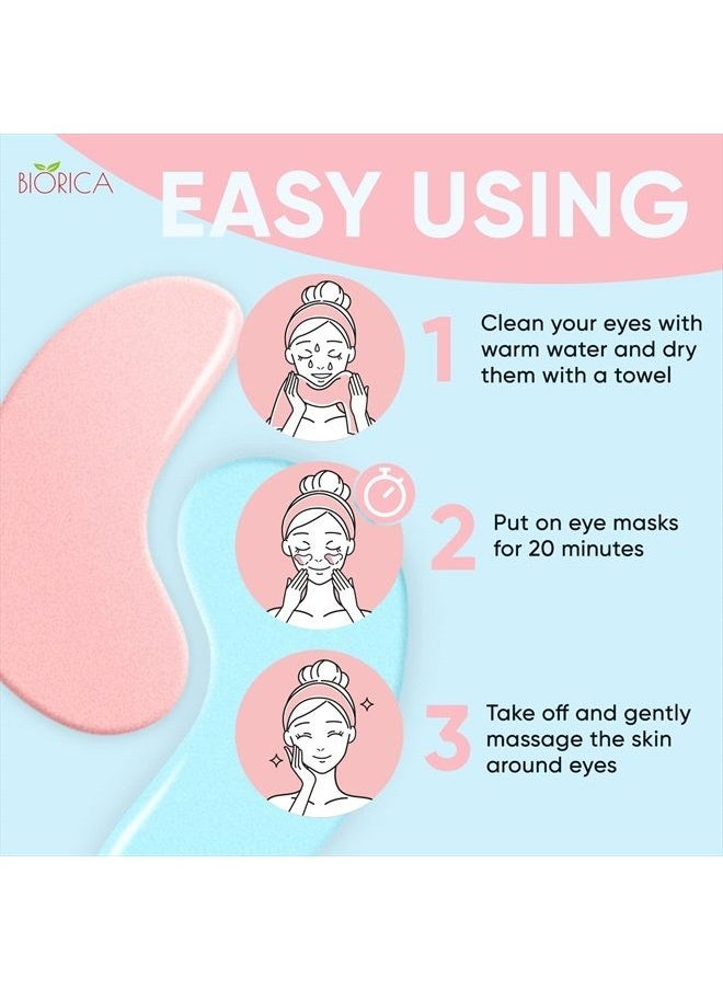 BIORICA - Dual Action Under-Eye Patches, Collagen & Carrageen Gel Eye Mаsk for Puffy Eyes, Wrinkles & Dark Circles, Moisturizing Under Eye Gel Pads for Skin Elasticity, 20 pairs, 2 Kinds of Patches in 1 Package - Image 1