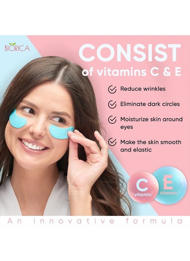 BIORICA - Dual Action Under-Eye Patches, Collagen & Carrageen Gel Eye Mаsk for Puffy Eyes, Wrinkles & Dark Circles, Moisturizing Under Eye Gel Pads for Skin Elasticity, 20 pairs, 2 Kinds of Patches in 1 Package - Image 1