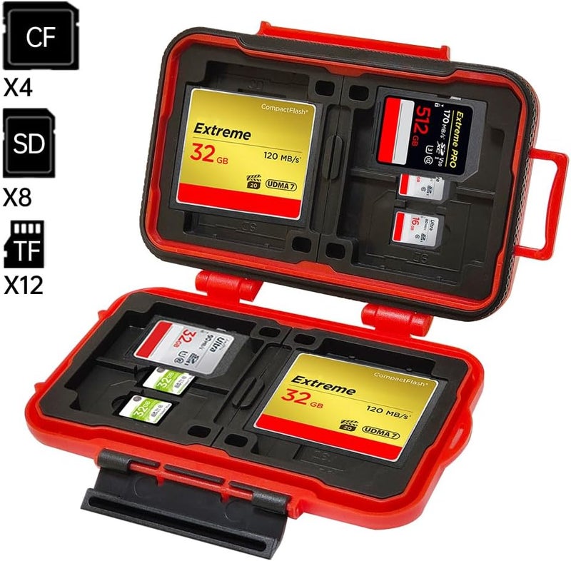 Lynca 24 Slots Camera Memory Card Case Holder Water-Resistant Anti-Shock SD Card Case Holder Wallet for 8 SD Cards 4 CF Cards 12 Micro SD/TF Cards Storage Box, Compact Memory Cards Wallet (Red) - Image 4