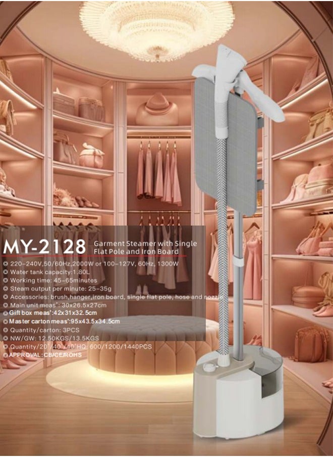 Bolivia's - Clothes Professional Vertical Garment Steamer, Full Size Double Pole 2000 W Ironing with Built-in Ironing Board and 1.8 L Water Tank for Household Commercial - Image 1
