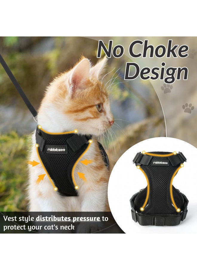 Rabbitgoo rabbitgoo Cat Harness and Leash for Walking, Escape Proof Soft Adjustable Vest Harnesses for Cats, Easy Control Breathable Reflective Strips Jacket, Black, S  - Image 3