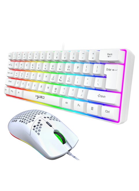 لوحة مفاتيح الألعاب السلكية V700 ذات 61 مفتاح RGB ومجموعة ماوس الألعاب السلكية J900 USB