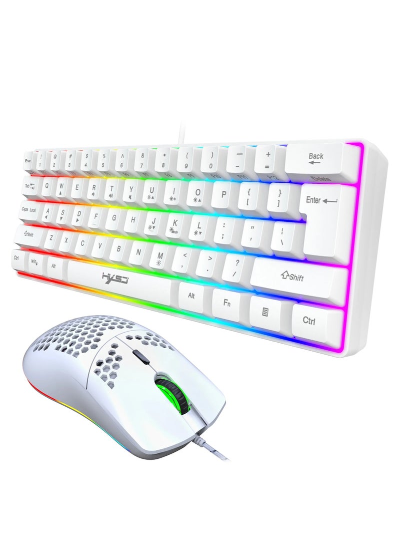إتش إكس إس جيه لوحة مفاتيح الألعاب السلكية V700 ذات 61 مفتاح RGB ومجموعة ماوس الألعاب السلكية J900 USB  - Image 1