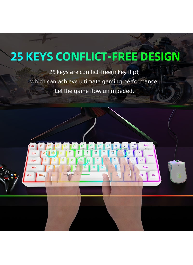 إتش إكس إس جيه لوحة مفاتيح الألعاب السلكية V700 ذات 61 مفتاح RGB ومجموعة ماوس الألعاب السلكية J900 USB  - Image 4