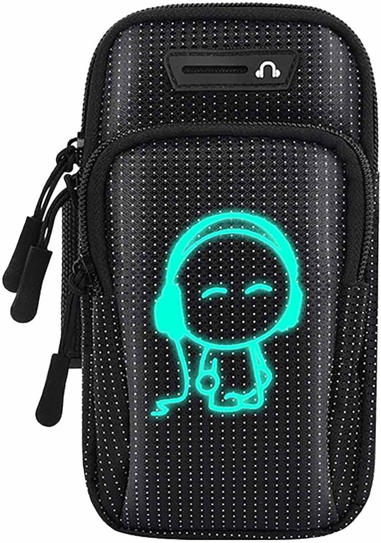 klarako Running Wrist Band Bag Outdoor Sports Phone Arm Package Hiking Cell Strap Pocket Cell Phone Holder for Running Arm Band Glow in The Dark Sports Arm Bag Kids Sports Bag (Black, One Size) - Image 1