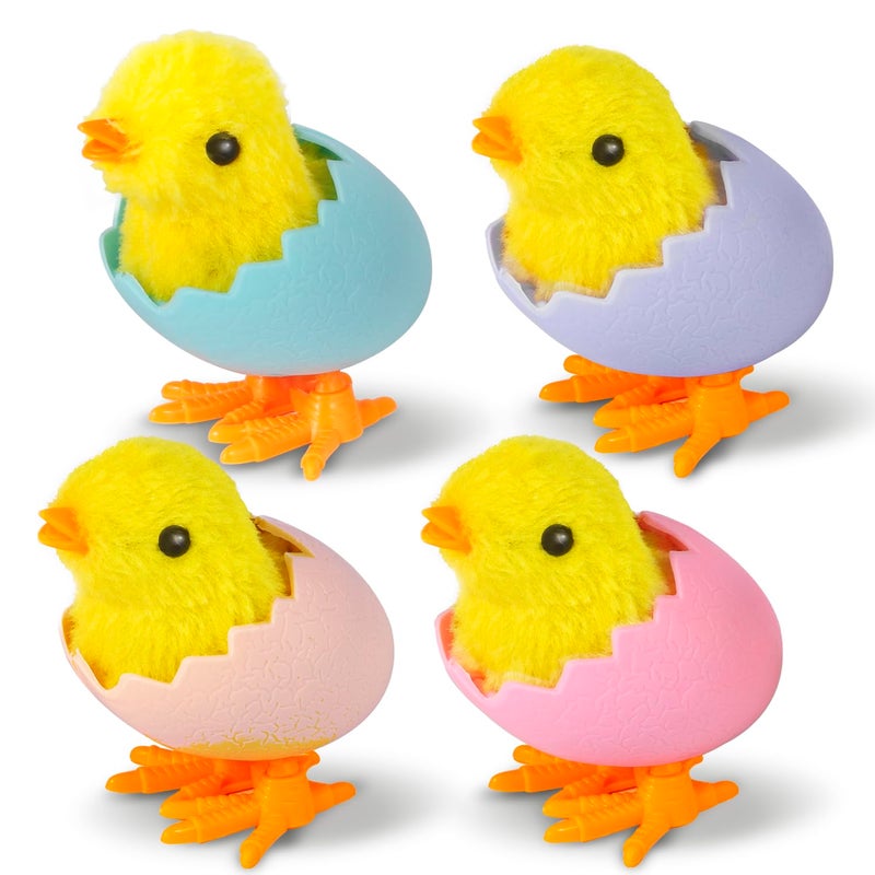 Audaisyly Chick Bunny Wind Up Toys for Kids 4 PCS Clockwork Novelty Jumping Hopping Toy for Easter Egg Hunt Basket Stocking Party Birthday Gift - Image 3