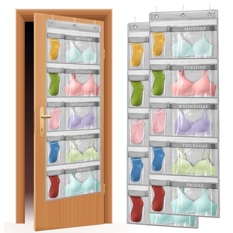 Grey 5 Day Weekly Hanging Closet Organizer For Outfits Uniforms Dresses Coats - Image 4