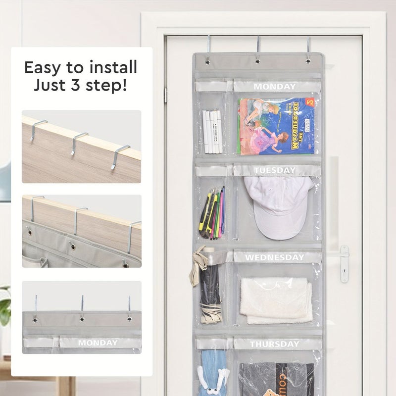 Grey 5 Day Weekly Hanging Closet Organizer For Outfits Uniforms Dresses Coats - Image 5