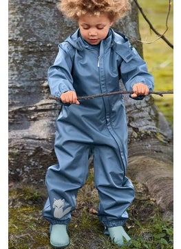 Tchibo Toddler Boys Hooded Long Sleeve Rain Jumpsuit, Blue Denim  - Image 1
