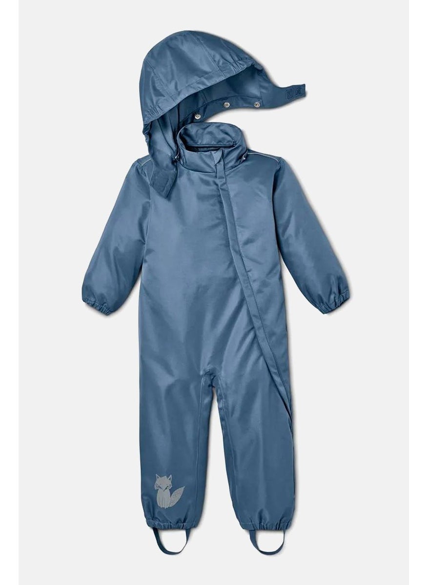 Tchibo Toddler Boys Hooded Long Sleeve Rain Jumpsuit, Blue Denim  - Image 2