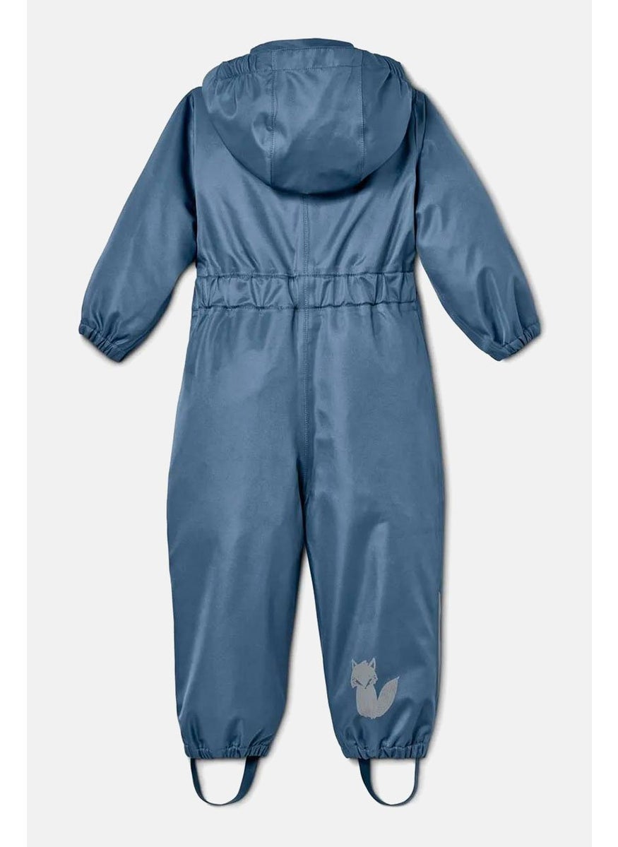 Tchibo Toddler Boys Hooded Long Sleeve Rain Jumpsuit, Blue Denim  - Image 3