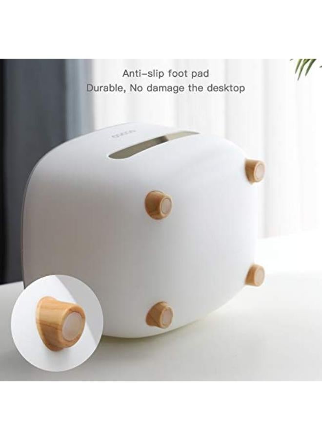 Mopms Tissue Box Cover Holder With Storage, Napkin Tissue Box, Multi-Function Tissue Box Abs Material Storage Organizer Caddy For Bathroom, Bedroom And Office, Grey White  - Image 4