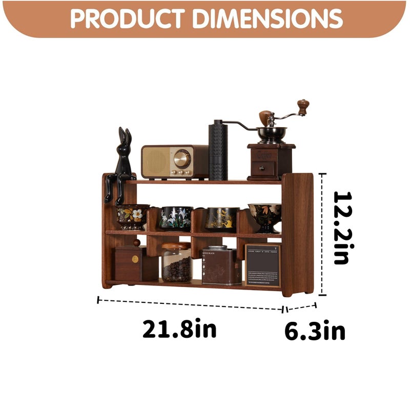 KAOTGOT Coffee Cup Holder for Countertop Walnut Wood Coffee Mugs Holder for Kitchen Mug Display Rack (3-Tier Walnut Wood A) - Image 2