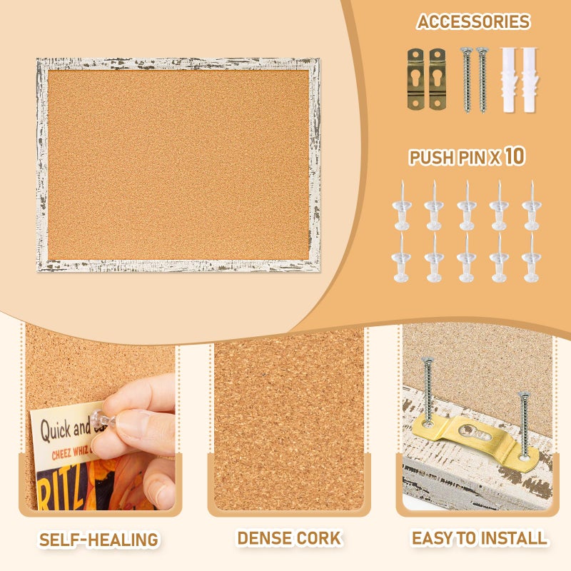 DOLLAR BOSS Cork Board for Wall - 24 X 18 Inches, Birch Bark Framed Bulletin Board Corkboard Decorative Hanging Pin Board for Office & Home Decor - Image 2