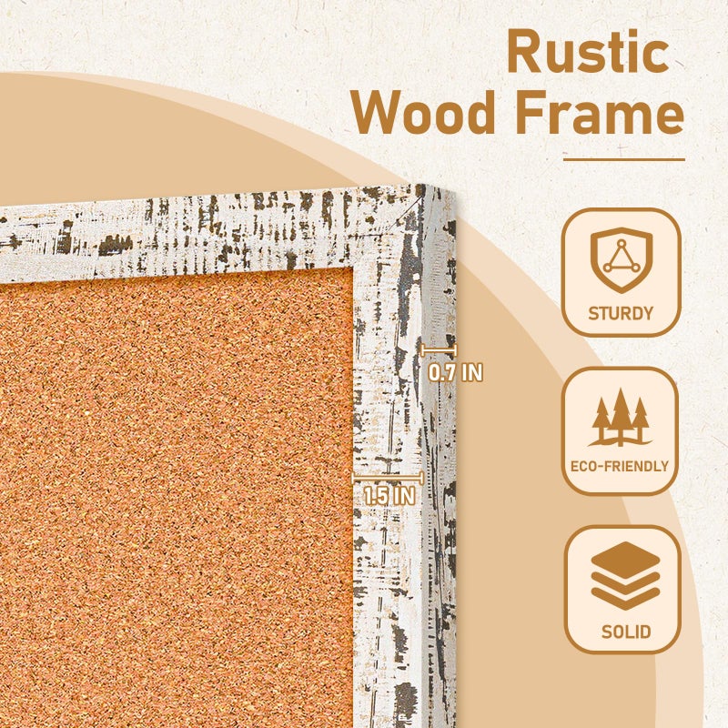 DOLLAR BOSS Cork Board for Wall - 24 X 18 Inches, Birch Bark Framed Bulletin Board Corkboard Decorative Hanging Pin Board for Office & Home Decor - Image 4