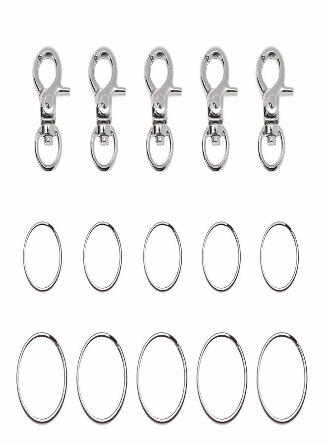 Ruwado 5 Pcs Dog Tags Clips with 0.75 Inch & 1 Inch Replaceable Key Rings - Silver Metal Small Buckle Clips for Pet ID Tags Holder Dogs Cats & Kittens - Image 1
