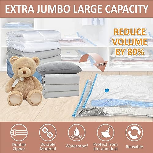 Cozy Essential 8 Pack XXL Jumbo Vacuum Storage Bags, Extra Large Vacuum Seal Bags for Comforters, Bedding, Blanket Storage, Giant Space Saver Bags for Huge Stuffed Toy(47.2x35 in) - Image 2