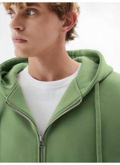 Mens Solid Hooded Neck Full Sleeve Full Zipper Open Hunter Green French Terry Loose fit Sweatshirt - pzsku/Z469A7FB6F3716BD19311Z/45/_/1729592256/e9b177c6-8a7f-42c9-9428-2920c990d11c