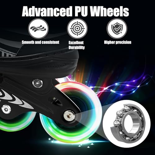 Janplay Adjustable Inline Skates for Kids and Teens Ages 4-16, All 8 Wheels of Inline Roller Skates Light Up, Safe and Fun Illuminating for Outdoor Indoor Sports - Image 3