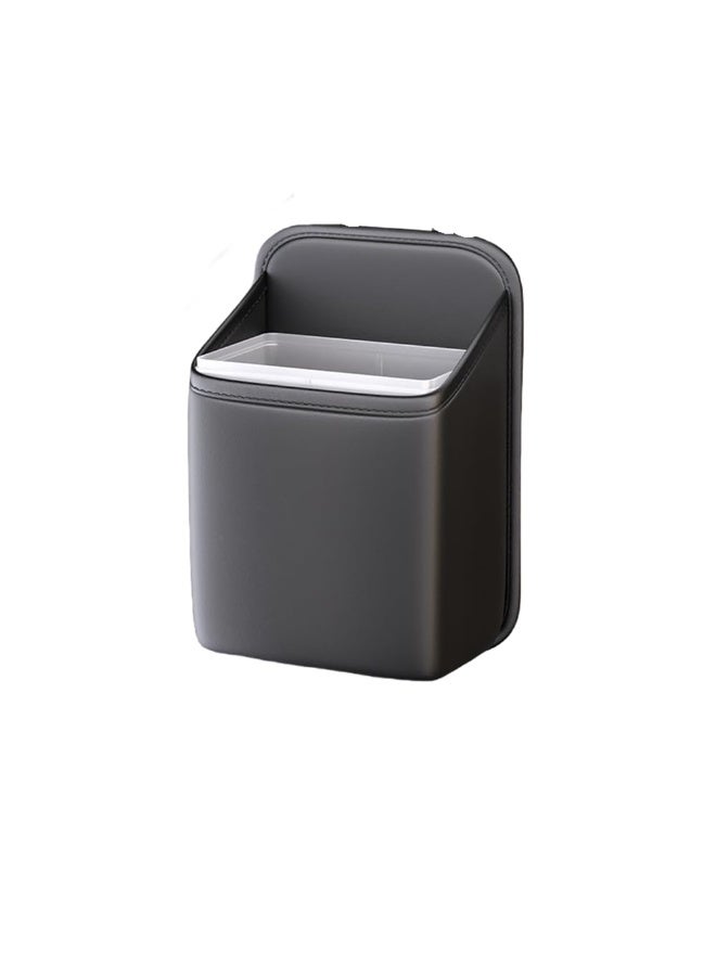 Car Leather Storage Bag Rear Seat Back Hanging Waterproofable with Carrying Handle Car Trash Can Car Trash Can, Dimensions are “6.69 * 9.84 * 3.93” inches, 1pcs. (Black) - Image 1