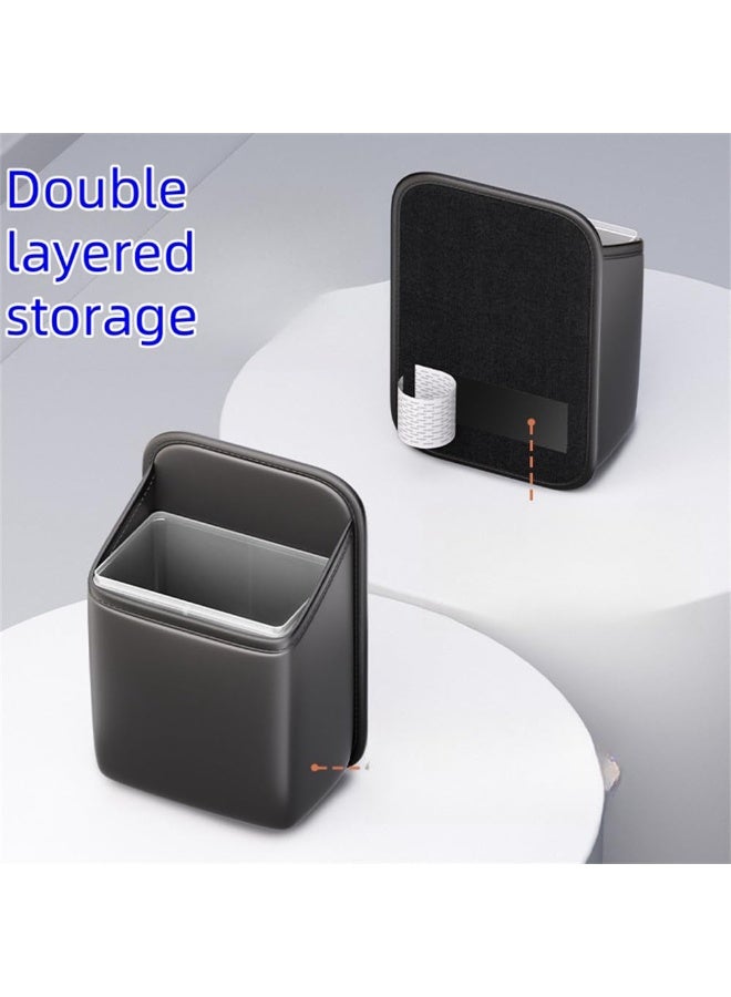 Car Leather Storage Bag Rear Seat Back Hanging Waterproofable with Carrying Handle Car Trash Can Car Trash Can, Dimensions are “6.69 * 9.84 * 3.93” inches, 1pcs. (Black) - Image 3