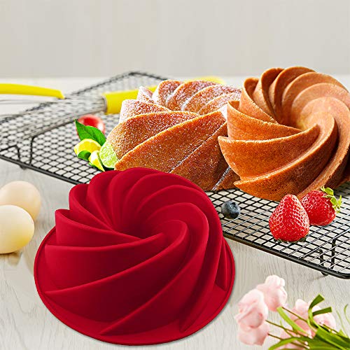 IELEK Silicone Fulted Pan Cake Nonstick Jello Molds Tube for Baking Cake, Jello, Gelatin, Bread, Para Gelatinas - Image 3