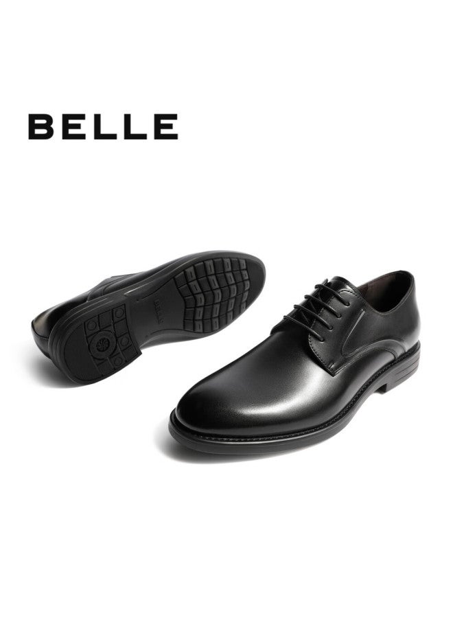 Belle Men's Leather Shoes Shock Absorption Business Formal Shoes A0766cm2 Black 39 - Image 3