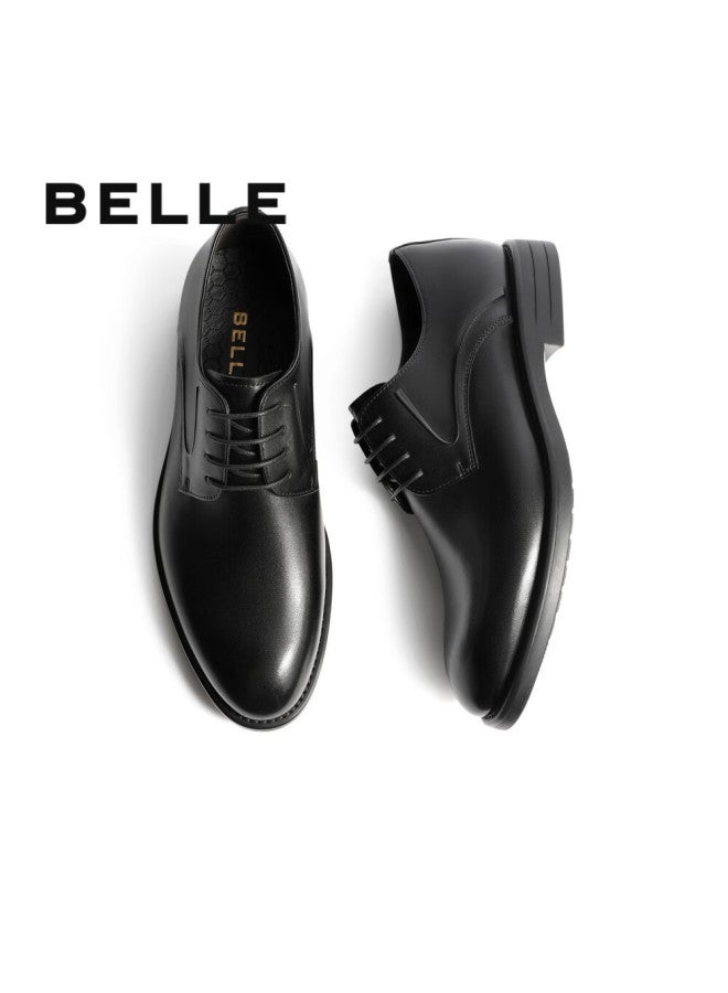 Belle Men's Leather Shoes Shock Absorption Business Formal Shoes A0766cm2 Black 39 - Image 5