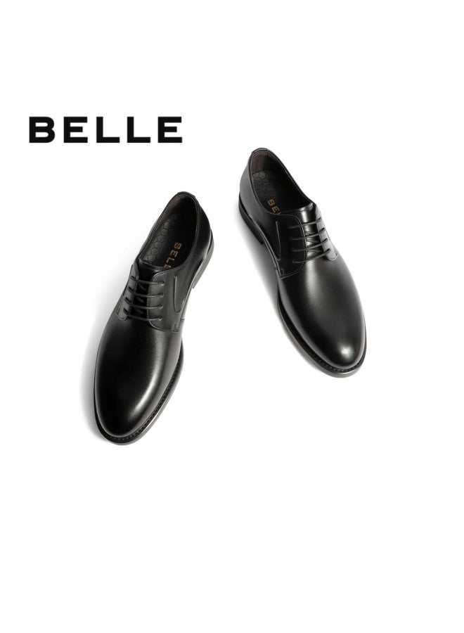 Belle Men's Leather Shoes Shock Absorption Business Formal Shoes A0766cm2 Black 39 - Image 2