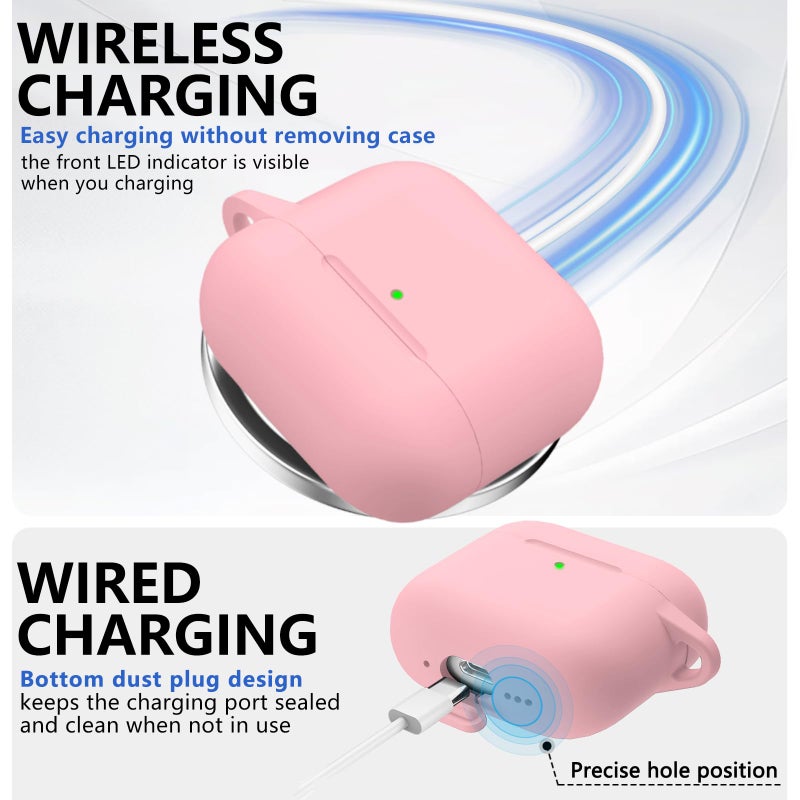 Ljusmicker for AirPods 4 Case 2024 with Cleaner Kit,Soft Silicone Protective Cover for Apple AirPods 4th Generation Cases for Women Men,AirPod 4 Case Accessories with Keychain-Magnetic Pink - Image 4